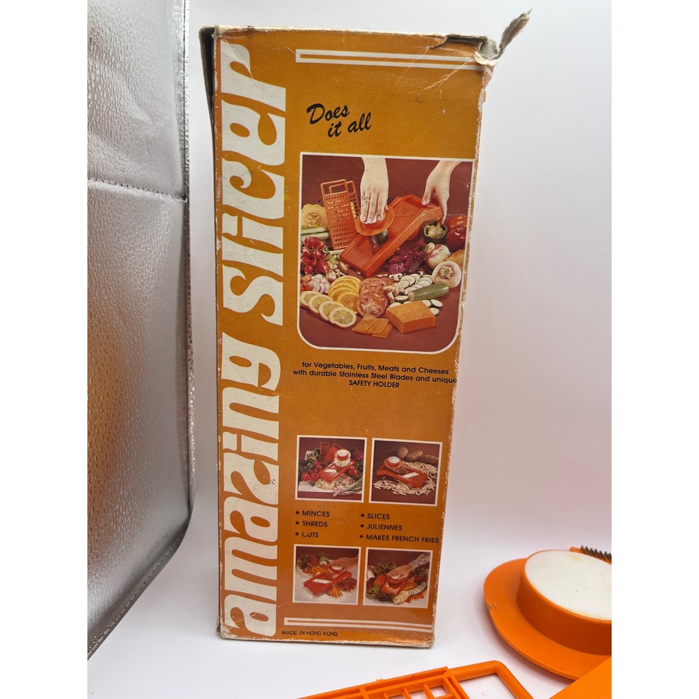 Vintage Amazing Slicer Orange Mandoline Kitchen Tool Mincer Shredder Julienne